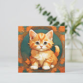 Invitation Chat orange de style Alphonse Mucha (Debout devant)