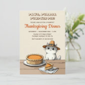 Invitation Chat Pèlerin Dîner de Thanksgiving Drôle Parfait (Debout devant)