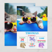 Invitation Chat portant des lunettes de soleil se relaxant su (Devant / Derrière)