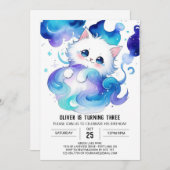 Invitation Chat pour enfants modifiable Anniversaire (Devant / Derrière)