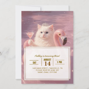 Invitation Chat Princesse Luxe sur Flotteur de Piscine Flaman