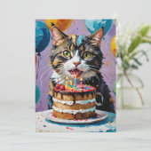 Invitation Chat Profitant De L'Art Acrylique Du Gâteau Annive (Debout devant)