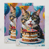 Invitation Chat Profitant De L'Art Acrylique Du Gâteau Annive (Devant / Derrière)