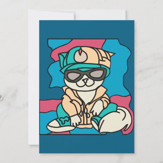 Invitation Chat Rétro de Rue Décontractée | Drôle (Dos)