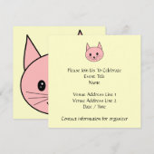 Invitation Chat rose (Devant / Derrière)