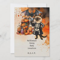 Chat siamois et ses amis organisent une fête d'Hal