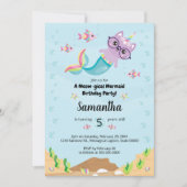 Invitation Chat Sirène Unicorne sous la fête d'anniversaire d (Devant)