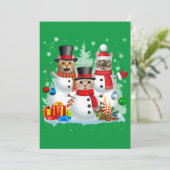 Invitation Chat Snowman Père Noël Christmas Light Chat Maman (Debout devant)