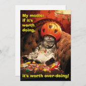 Invitation Chat sous le seau de bonbons (Devant / Derrière)