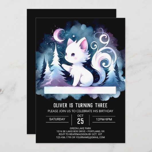 Invitation Chat sucré Whimsical Anniversaire (Devant / Derrière)