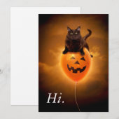 Invitation Chat sur ballon d'Halloween (Devant / Derrière)