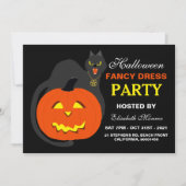 Invitation Chat sur Citrouille Halloween Fancy Dress Party (Devant)