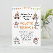 Invitation Chat Tastic Kitty Chat Anniversaire Fête Avec Huil (Debout devant)