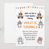 Invitation Chat Tastic Kitty Chat Anniversaire Fête Avec Huil (Devant / Derrière)