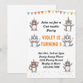 Invitation Chat Tastic Kitty Chat Anniversaire Fête Avec Huil (Devant / Derrière)