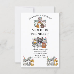 Invitation Chat Tastic Kitty Chat Anniversaire Fête Avec Huil