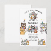 Invitation Chat Tastic Kitty Chat Anniversaire Fête Avec Huil (Devant / Derrière)