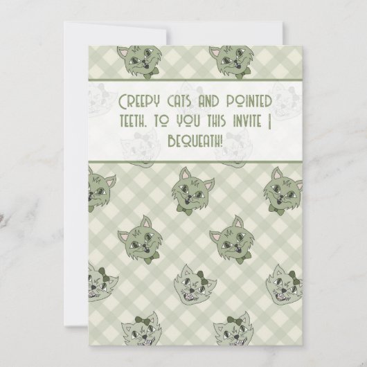 Invitation Chat vert effrayant Halloween (Devant)
