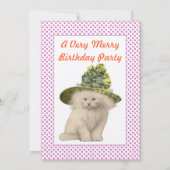 Invitation Chat Vintage mignon avec Vintage fête d'anniversai (Dos)