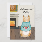 Invitation Chat Whimsical Cosy ONE Chat Hiver 1er Anniversair (Devant)