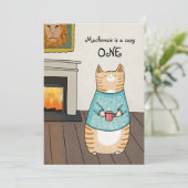 Invitation Chat Whimsical Cosy ONE Chat Hiver 1er Anniversair (Debout devant)