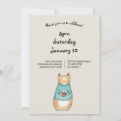 Invitation Chat Whimsical Cosy ONE Chat Hiver 1er Anniversair (Dos)