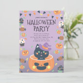 Invitation Chat Whimsical et Halloween Citrouille (Debout devant)