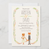Invitation Chat Whimsland et Fox Couple Mariage (Devant)