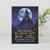 Invitation Château Avec Lune, Halloween Citrouille (Debout devant)