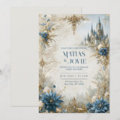 Invitation Château Blue Blossom Mariage (Devant / Derrière)