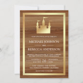 Invitation Château Carrosse de Conte de Fées en Or Code QR Ma (Devant)