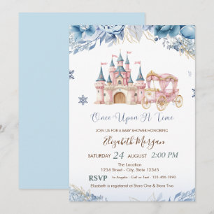 Invitation Château chic, Baby Shower Fleurs Bleues de Carross