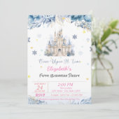 Invitation Château Chic Fleurs Bleues Princesse Conte de Fées (Debout devant)
