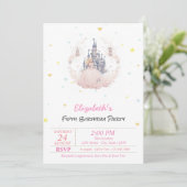 Invitation Château Chic Nuages Princesse Cœurs Conte de Fée (Debout devant)