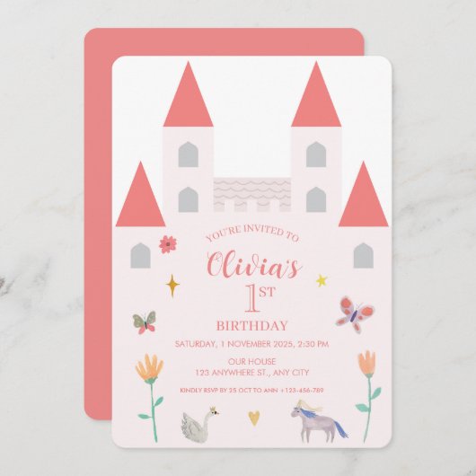 Invitation Château Conte de Fées (Devant / Derrière)