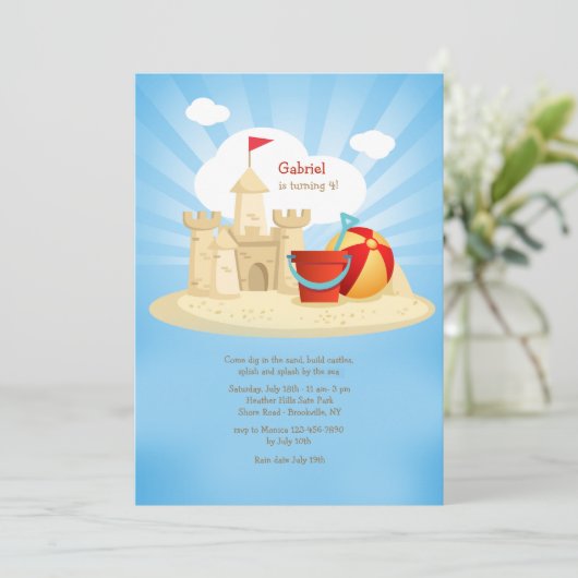 Invitation Château dans l'invitation du sable (Debout devant)