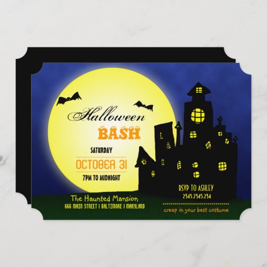Invitation Château de Bash| Bats| Lune (Devant / Derrière)