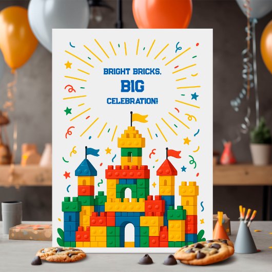 Invitation Château de bloc coloré Anniversaire