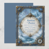 Invitation Château de compas de saphir Mariage (Devant / Derrière)