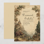 Invitation Château de conte de fées à l'aquarelle de style vi (Devant / Derrière)