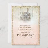 Invitation Château de conte de fées à paillettes dorées pour (Dos)