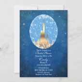 Invitation Château de conte de fées bleu or Fête de mariage b (Devant)