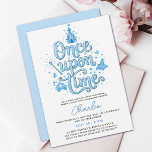 Invitation Château de conte de fées bleu pastel enchanté pour
