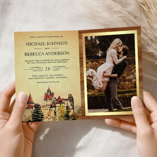 Invitation Château de Conte de Fées Code QR Mariage