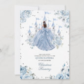 Invitation Château de conte de fées de princesse bleu poussié (Devant)