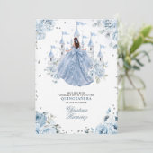 Invitation Château de conte de fées de princesse bleu poussié (Debout devant)