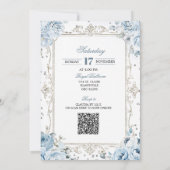 Invitation Château de conte de fées de princesse bleu poussié (Dos)