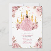Invitation Château de conte de fées de princesse en or rose Q (Devant)