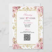 Invitation Château de conte de fées de princesse en or rose Q (Dos)