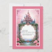 Invitation château de conte de fées de princesse rose (Dos)